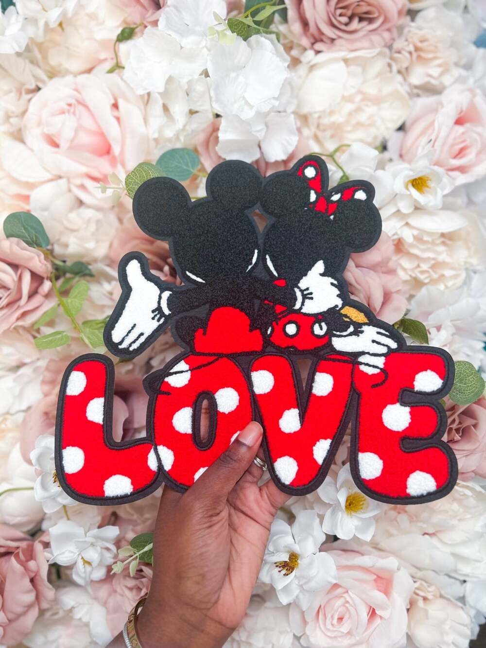 Disney Mickey and Minnie I Love You Heart Chenille patch